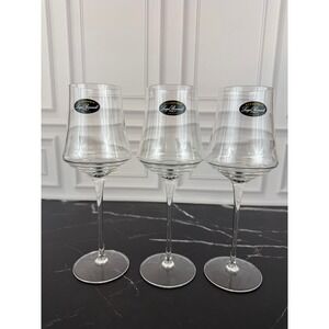 VTG NEW Set of 3 Luigi Bormioli Accademia Wine Glasses Made in Italy 8" Tall
